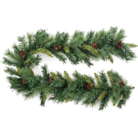 Ac-Deco – Guirlande lumineuse de Noël 180 cm en PVC – Branches de pin et pommes de pin – Décoration intérieure et extérieure – Ambiance festive