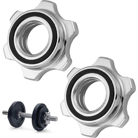 Écrous Haltères Hexagonaux Antidérapants Colliers De Verrouillage De Rotation Pour Barre Et Poids De Musculation Remplacement Pour Haltères Réduction Du Bruit Lot De 2 2.20X2.20X0.59In (1/5)
