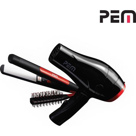 Set de voyage - Sèche cheveux + Lisseur + Brosse à cheveux deux sens PEM (1/3)