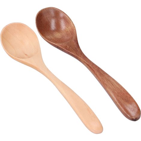 2er-Set Holzlöffel mit gebogenem Griff, kleine Rührschaufel für Küche und Restaurant (1/5)