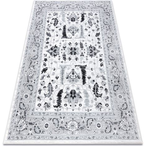 Teppich ARGENT - W7039 Blumen grau / schwarz grey 133x190 cm
