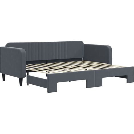 Maison Exclusive - Tagesbett Ausziehbar Dunkelgrau 90x200 cm Samt