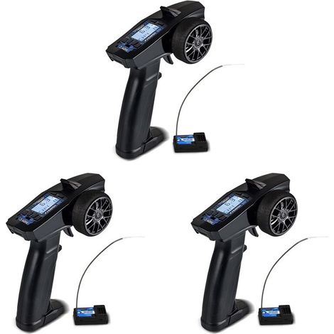 Per il sistema di radiocomando a 4 canali 3X Turbo Racing 2.4G, sono disponibili un trasmettitore e un ricevitore radio con display LCD per auto, veicoli e barche radiocomandati.