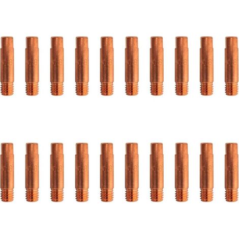 20 pointes contact cuivre M6x25x5.8mm pour torche 0.6/0.8/1.0 15ak. Consommables et accessoires pistolet de soudage. Buses de torche de soudage à fil mig mag de 0,8 mm