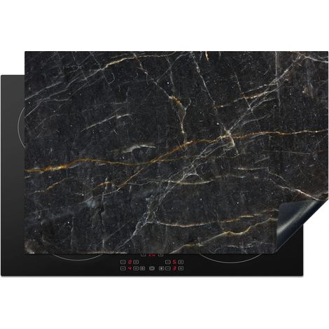 PROTECTION PLAQUE INDUCTION Marbre - Noir - Or - Gris - Texture marbre Cuisine Accessoire 78x52 cm