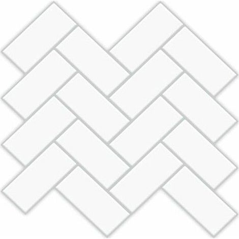 Lot de 3 carreaux adhésifs pour cuisine, salle de bain, douche, motif chevrons, faciles à poser, blancs. (1/5)