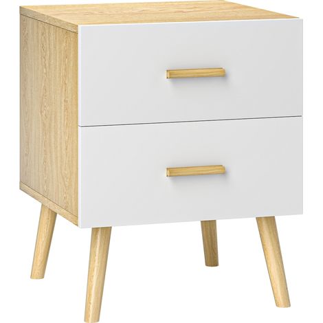 Table de chevet, table de nuit avec 2 tiroirs, style moderne, pour chambre à coucher, salon, 40 x 40 x 50 cm, chêne (1/5)