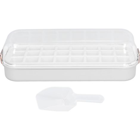 Moule à glaçons en silicone alimentaire 24 compartiments avec bac de rangement blanc, facile à démouler pour congélateur
