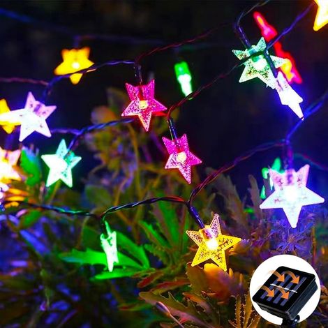 Solar-Lichterkette für den Außenbereich, 20 LED-Solar-Lichterketten, 5 m, wasserdichte Solar-Lichterkette für den Außenbereich, 8 Modi (farbiges Licht) (1/5)