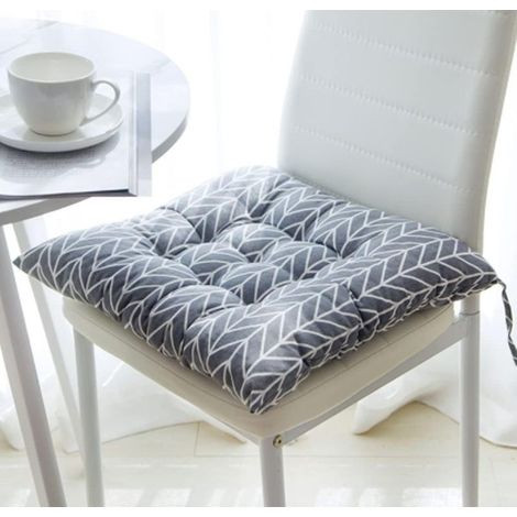 Lot de 2 coussins de chaise de salle à manger, de jardin et de cuisine avec attaches gris (1/4)