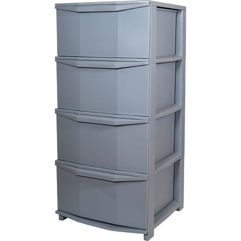 Cassettiera in Plastica Pratika 4 Cassetti Grigio 37,5 x 37 x 80 cm