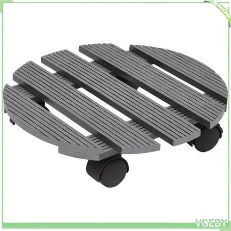 Chariots à plantes - FAFEICY - 149032 - WPC imperméable - Ø30x7,5 cm - Roulettes 360° (pack 2) (1/5)