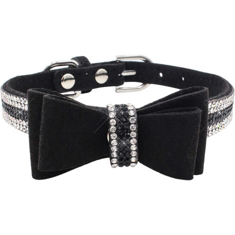 Collier de chien doux noeuds papillon (noir XS)-Fei Yu