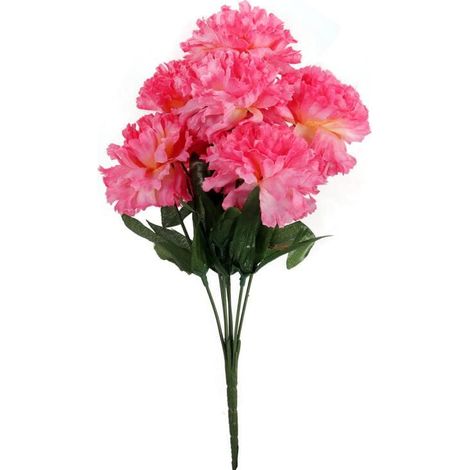 Garofani rosa artificiali - Bouquet da 7, altezza decorazione 32 cm (1/3)