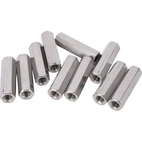 Jeu de 10 écrous hexagonaux de raccordement, connecteurs en acier inoxydable 304, fixations industrielles M8x1,25, longueur 13 mm (L50 mm). (1/5)