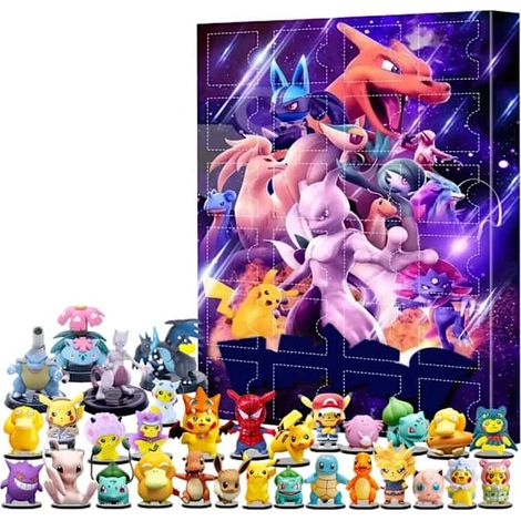 LYERCW - Calendrier de l'Avent 2026 - Compte à rebours de 24 jours - Figurine Pokémon - Décoration - Boîte surprise