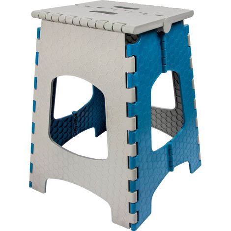 Sgabello pieghevole in plastica grigio-blu 44 cm (1/5)