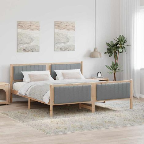 Bed frame Brown and light grey 180 x 200 cm Solid pine wood vidaXL