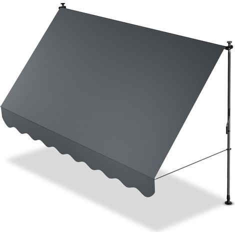 Juskys – Store enroulable 300x120 cm – Tissu déperlant et résistant aux UV – Montage sans perçage – Réglable en hauteur, vertical et diagonal (1/5)