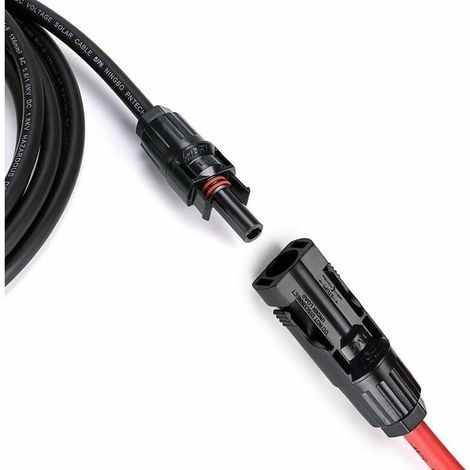 12 AWG Solarmodul-Verlängerungskabel mit MC4-Buchse und -Stecker-Adapterset (5 m rot + 5 m schwarz) (1/4)