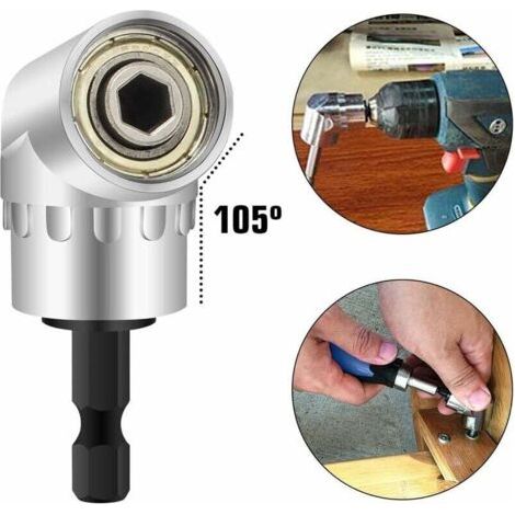 2 Pièce Perceuses à Angle Droit Adaptateur coudé Pilote et Tournevis Drill Attachment Avec Porte-Embout Magnétique Changement Rapide Hex 6mm de 1/4- inch Perceuse (1/5)