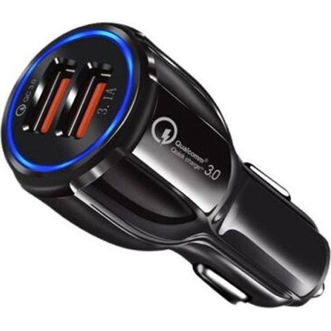 Caricabatterie USB per auto, caricabatteria rapido per auto, 2 porte 3.0 USB accendisigari caricabatterie compatibile con iPhone, iPad Samsung Galaxy, Huawei, Xiaomi, tablet, Caricatore Auto USB (1/5)