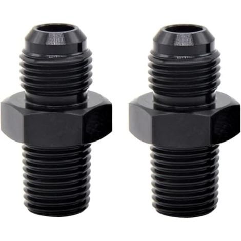 8AN Mâle Flare vers 1/4 NPT Raccord Raccord Droit Raccord en Alliage d'aluminium Surface Anodisée Noir 2 pcs (1/5)