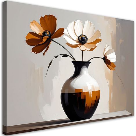 Stampe su Tela, Fiori beige in un elegante vaso decorativo. - 45x30 (1/2)