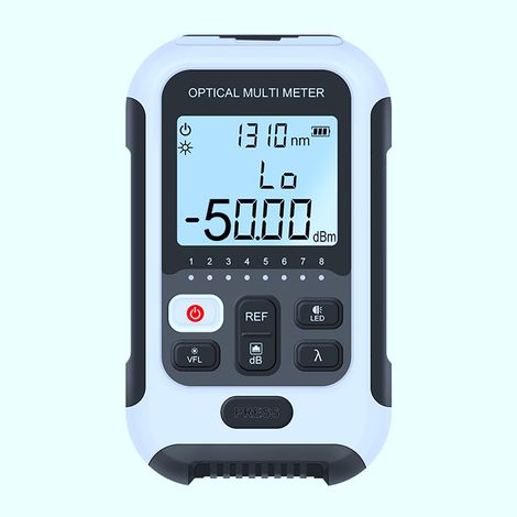 Wattmètre optique multifonctionnel blanc haute précision, testeur de fibre optique sensible pour l'ingénierie des communications -50 à +26 dBm
