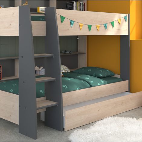 Terre De Nuit – Tiroir de lit superposé en bois naturel – Dimensions L163 x P42 x H22 cm – Design moderne et épuré – Grande capacité de rangement
