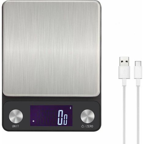 Digital Kitchen Scales 5kg Gram Scale Pocket Food Scale Mini & Multifunction USB Rechargeable (Red) for Cooking Baking (1/5)