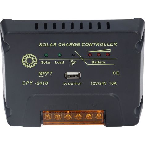 Contrôleur de charge solaire 12 V/24 V à adaptation automatique 10 A MPPT pour applications industrielles d'eau (1/5)