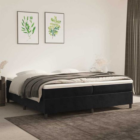 Sommier à ressorts de lit - Sommier pour Adulte et Enfant - Noir 200x200 cm Velours BV110194 - BonneVie (1/5)