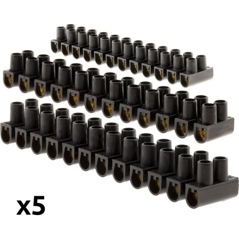 Zenitech – Lot de 5 barrettes 3x6 mm² + 2x10 mm² noires – Connexions électriques fiables – Pour câblage sécurisé