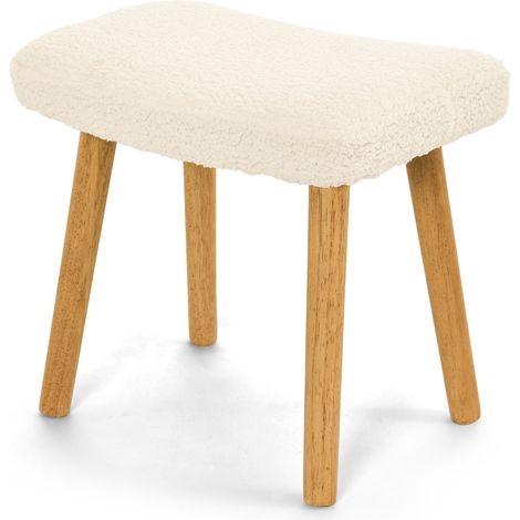 Goeurvant Repose-pieds Pouf design Tissu teddy Crème pour salon (1/5)