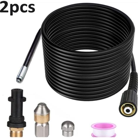 15m Déboucheur Canalisation Pour Karcher Nettoyeur Haute Pression Déboucheur Canalisation Professionnel Compatible K2-K7/HD/HDS 180Bar 60C°(2pcs)