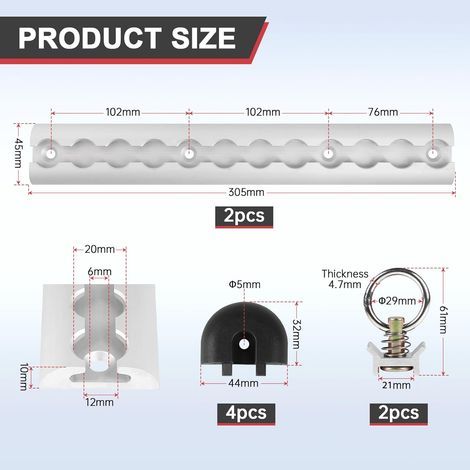 2pcs 30cm Rail D'arrimage Rond en Aluminium Rails Aero Argent, Anodisé Kit de Démarrage Rails D'aviation avec Anneau Arrimage & Embouts, Rail Aeronautique avec Trous pour Remorques Camions (1/4)