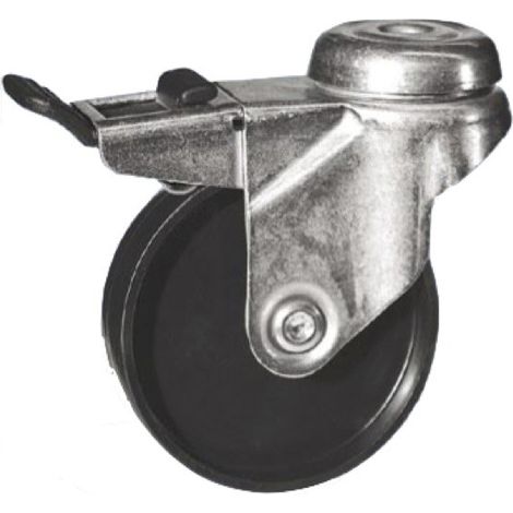Roulette à oeil pivotante à frein diamètre 50 mm roue polyamide noir - 50 Kg (1/2)