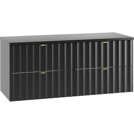 Waschtischunterschrank 120cm Lexa mit 4 Schubladen, Schwarz