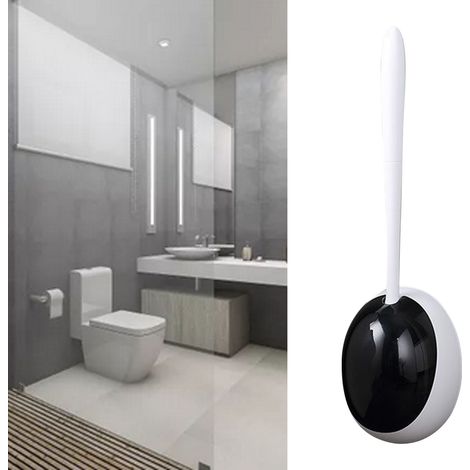 Ensemble porte-brosse WC mural, kit de nettoyage de cuvette pour salle de bain, noir, pour la maison et l'hôtel. (1/5)
