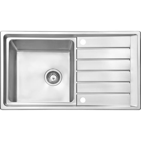 JASSFERRY Küchenspüle 1 Becken Einsatz, 86 x 50 x 21 cm Umkehrbarem Abtropffläche Waschbecken mit Abfallsieb (1/5)