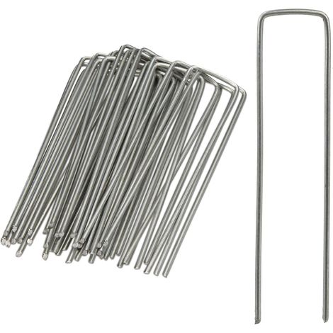 Lotto di 25 picchetti di fissaggio da giardino ancoraggio polivalente 15 x 3,5 cm in acciaio zincato grigio 130003854
