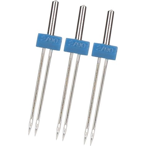 Lot de 3 aiguilles doubles en acier inoxydable pour enfilage et crochetage, accessoires de couture, 2 mm - 3 pièces/sachet (1/5)