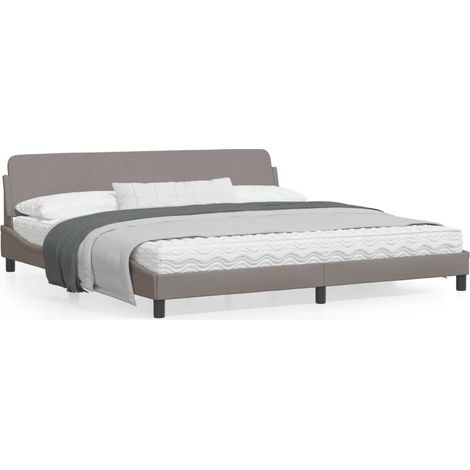 Cadre de lit avec tête de lit Taupe 200x200 Tissu (1/5)