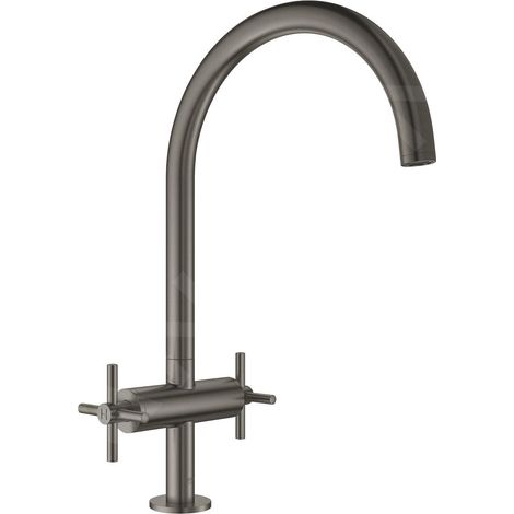 Robinet de cuisine 2 levier chrome graphite dur brossé (1/3)