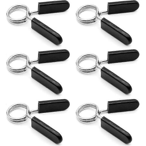 Lot de 6 clips à ressort pour haltères, colliers de serrage à ressort de 25 mm (1 pouce), clips de verrouillage pour barre d'haltères, pour l'entraînement de musculation. (1/5)