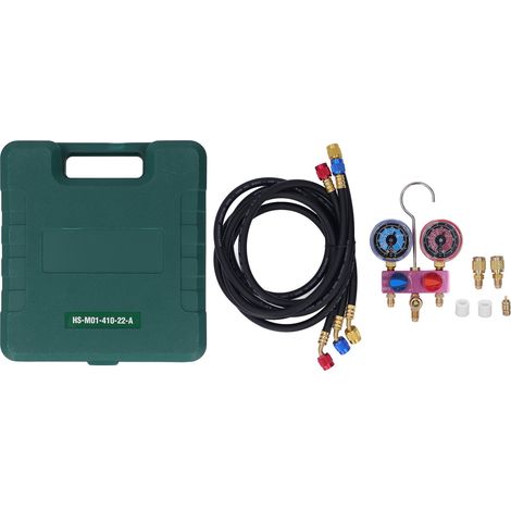 Manomètre de pression G1/4 pour réfrigérant, mini collecteur avec flexible et robinet à boisseau sphérique, jeu pour R22 R32 R410A (1/5)