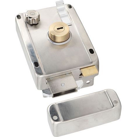Serrure antivol mécanique extérieure avec poignée, protection antirouille, en acier inoxydable argenté, pour porte en bois. (1/5)