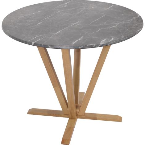 Table de bistro table à manger diamètre 92 cm en bois et HDF aspect marbre 040008526 (1/5)