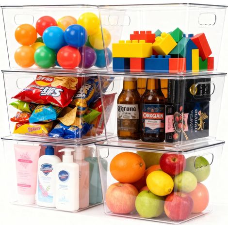 Organisateur Frigo, Rangement Frigo Transparent, Boîte de Rangement Empilable avec Couvercles pour Cuisines, Placards et Réfrigérateurs (Lot de 6 avec couvercle, L(30x20x15CM)) (1/5)